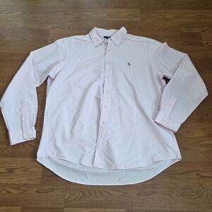 Ralph Lauren Shirt Men's XL Pink Solid Long Sleeve Button Down Custom Fit Spring